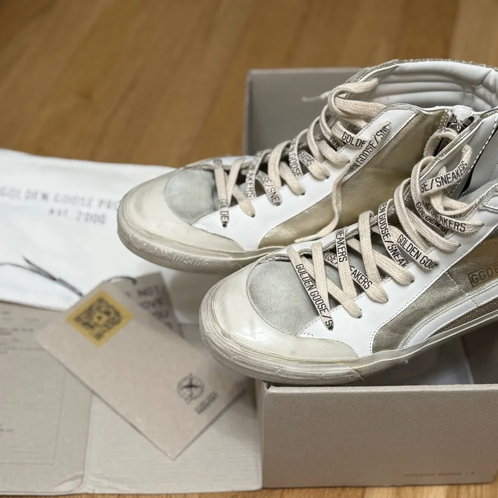 Golden Goose White and Gray Sneakers - Picture 8 of 9